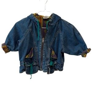 Oilily Kids Dark Wash Blue Denim Jacket Colorful Accents Unisex Size 24m 86cm